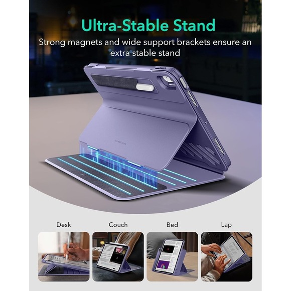 ESR iPad Air 11 10.9 Case Magnetic Removable Cover Stand 9 Angles Purple